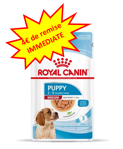 -4€ sur le Royal Canin Medium Puppy en sauce en 10x140g (Bletterans) Dog A'chat