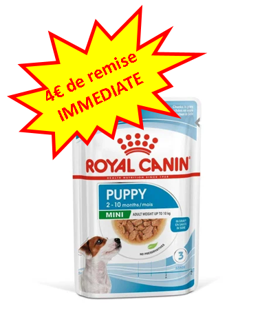 -4€ sur le Royal Canin Mini Puppy Wet en sauce en 12x85g Dog A'chat -4€ sur le Royal Canin Mini Puppy Wet en sauce en 12x85g Dog A'chat