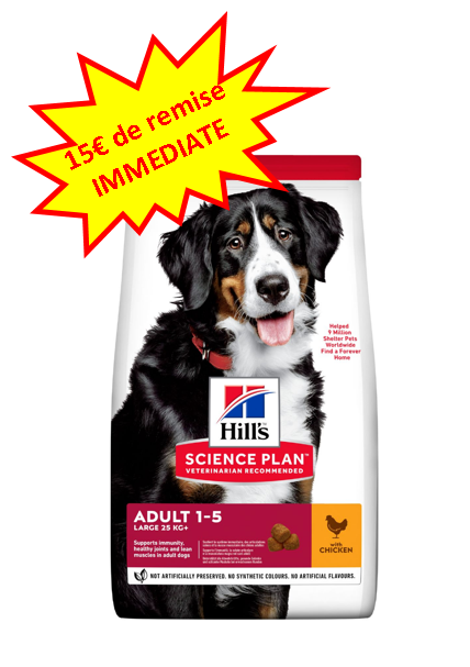 -15€ sur l'Hill's Chien Adulte Grande Race 18kg Dog A'chat -15€ sur l'Hill's Chien Adulte Grande Race 18kg Dog A'chat