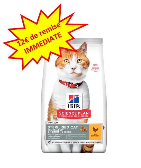 -12€ sur l'Hill's Chat Adulte Stérilisé au poulet en 7kg Dog A'chat -12€ sur l'Hill's Chat Adulte Stérilisé au poulet en 7kg Dog A'chat