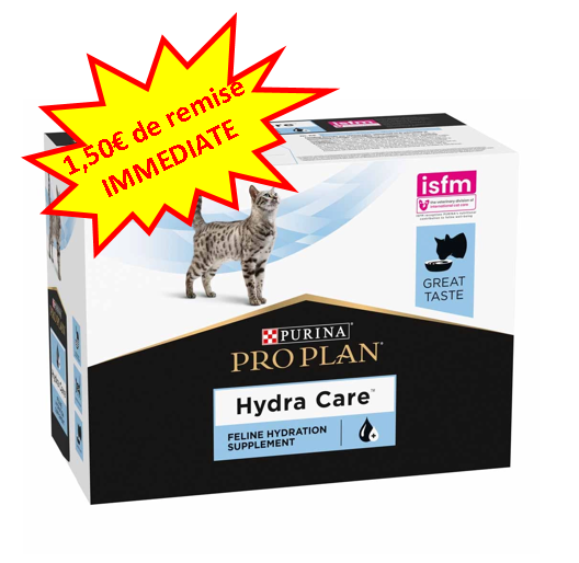 -1.50€ sur le Pro Plan Chat Hydracare en 10x85g. Dog A'chat