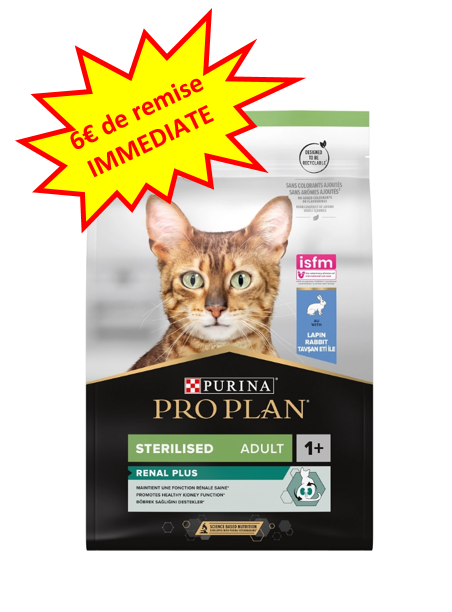 -6€ sur le Pro Plan Chat Stérilisé au lapin en 3kg. Dog A'chat