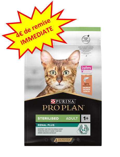 -4€ sur le Pro Plan Chat Stérilisé au saumon en 1.5kg. Dog A'chat
