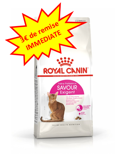 -3€ sur le Royal Canin Chat Savour Exigent en 2kg.