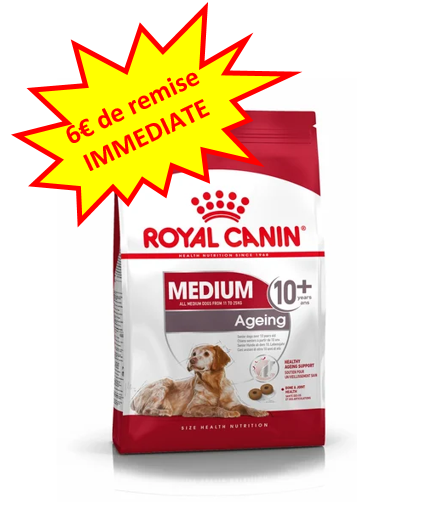 -6€ sur le Royal Canin Medium Ageing 10+ en 3kg.