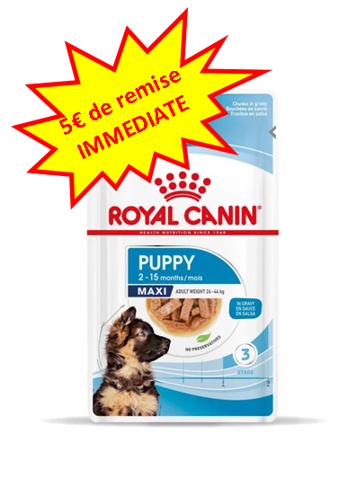 -5€ sur le Royal Canin Wet Maxi Puppy en 10x140g. Dog A'chat -5€ sur le Royal Canin Wet Maxi Puppy en 10x140g. Dog A'chat