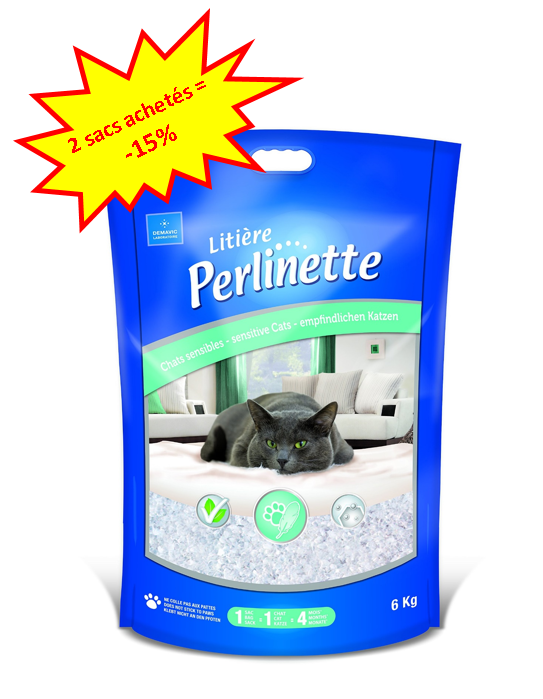 2 sacs de litière Perlinette Chaton Chat Sensible en 6kg achetés = -20% Dog A'chat