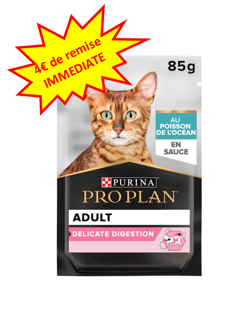 -4€ sur le Pro Plan Chat Nutri Savour Delicate au Poisson en 10x85g Dog A'chat