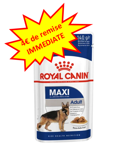 -4€ sur le Royal Canin Maxi Adult Wet en sauce en 10x140g Dog A'chat -4€ sur le Royal Canin Maxi Adult Wet en sauce en 10x140g Dog A'chat